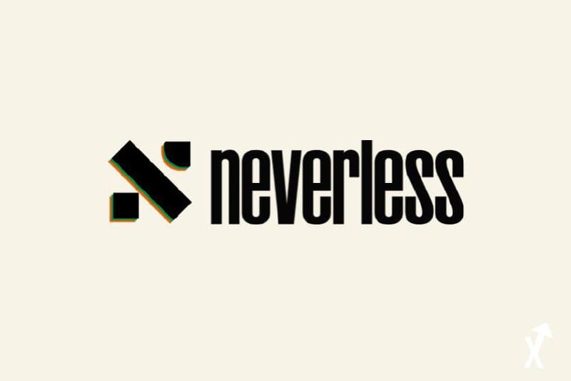 Logo noir de l'application Neverless sur fond beige clair