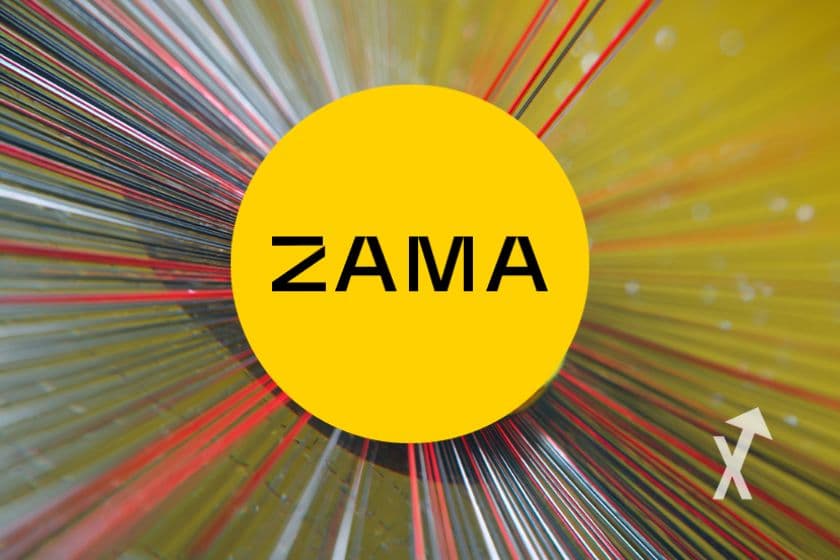 logo zama sur un fond de trits de différentes couleures